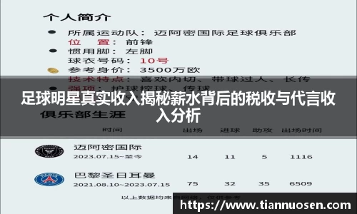 足球明星真实收入揭秘薪水背后的税收与代言收入分析
